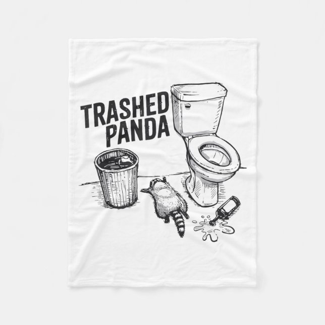 Trashed Panda Funny Drunk Racoon  Fleecefilt (Framsidan)