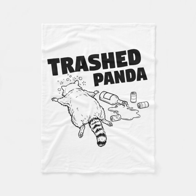 Trashed Panda Funny Drunk Racoon  Fleecefilt (Framsidan)