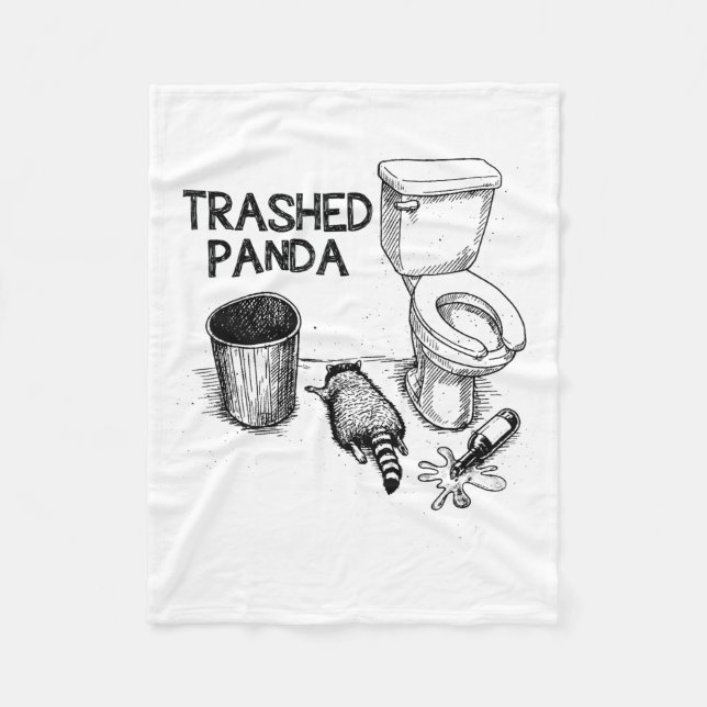 Trashed Panda Funny Drunk Racoon  Fleecefilt (Framsidan)