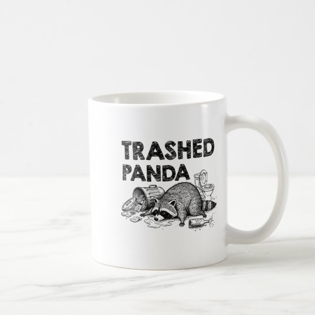 Trashed Panda Funny Drunk Racoon Gets Drunk Meme F Kaffemugg (Höger)