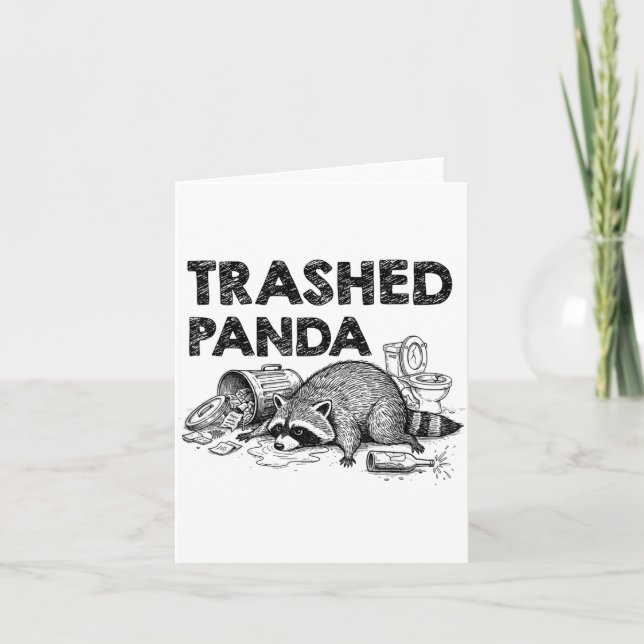 Trashed Panda Funny Drunk Racoon Gets Drunk Meme F Kort (Framsida)