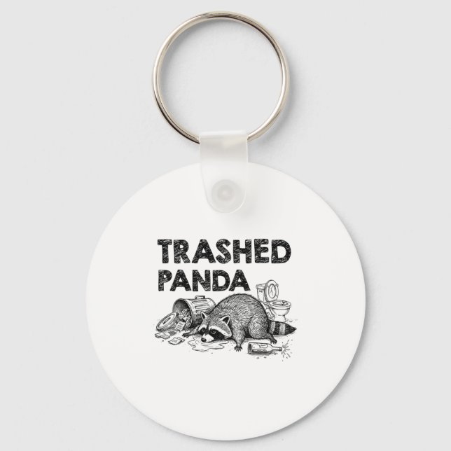 Trashed Panda Funny Drunk Racoon Gets Drunk Meme F Nyckelring (Framsida)