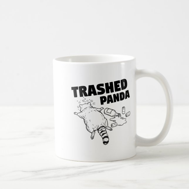 Trashed Panda Funny Drunk Racoon  Kaffemugg (Höger)