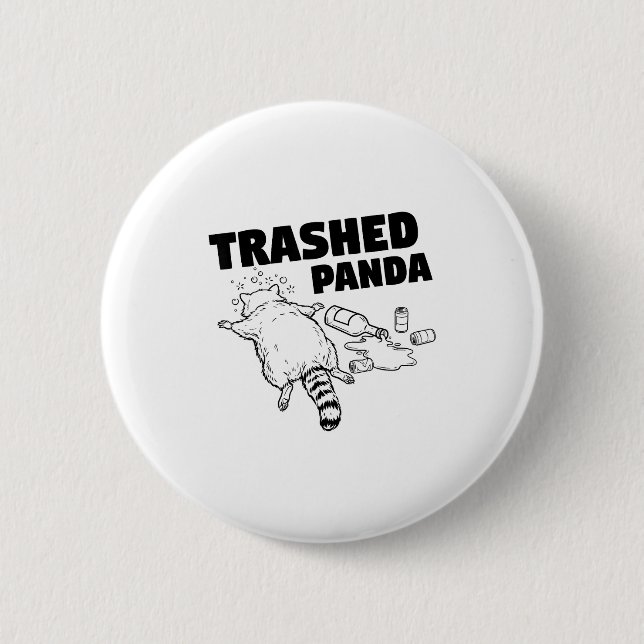 Trashed Panda Funny Drunk Racoon  Knapp (Framsida)