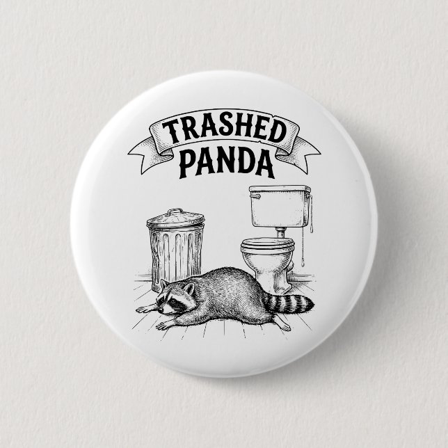 Trashed Panda Funny Drunk Racoon Knapp (Framsida)