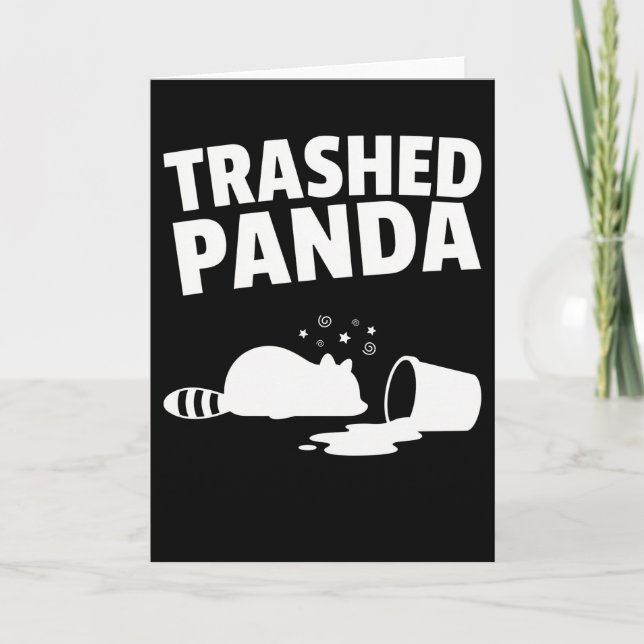 Trashed Panda Funny Drunk Racoon Kort (Framsida)