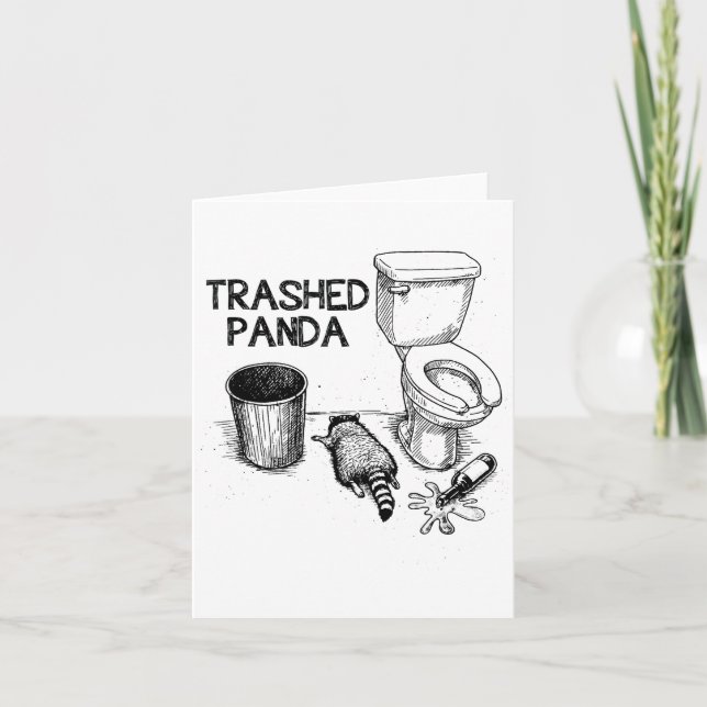 Trashed Panda Funny Drunk Racoon  Kort (Framsida)