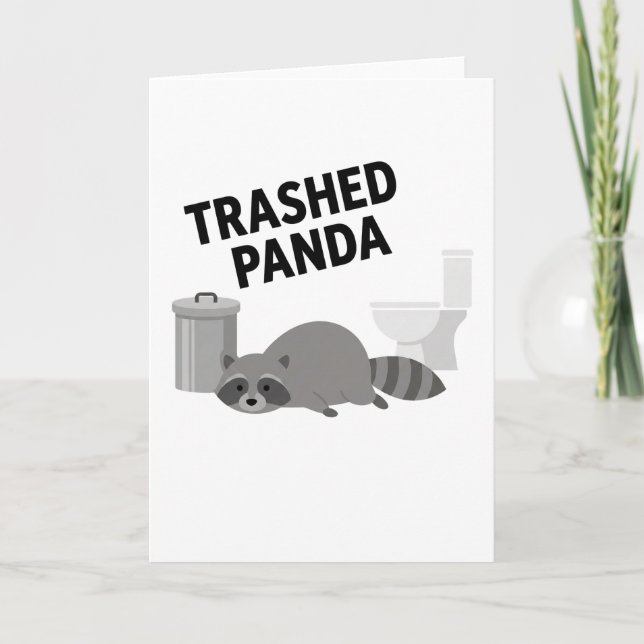 Trashed Panda Funny Drunk Racoon Kort (Framsida)