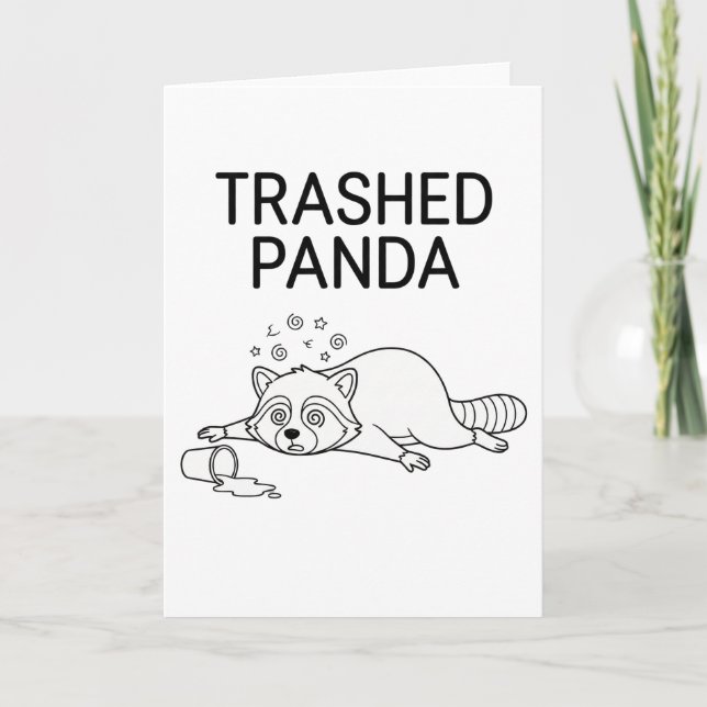 Trashed Panda Funny Drunk Racoon Kort (Framsida)