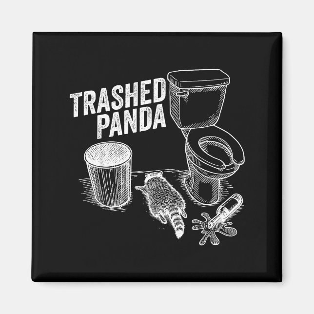 Trashed Panda Funny Drunk Racoon  Magnet (Framsidan)