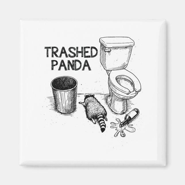 Trashed Panda Funny Drunk Racoon  Magnet (Framsidan)