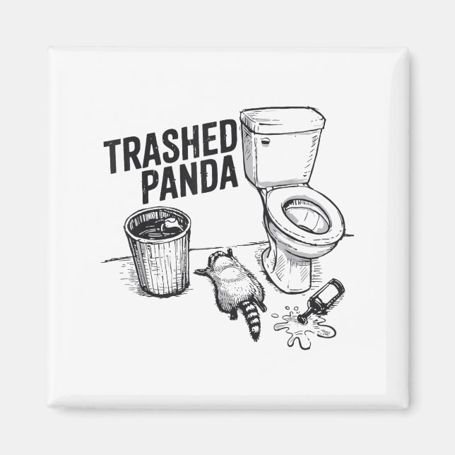 Trashed Panda Funny Drunk Racoon  Magnet (Framsidan)