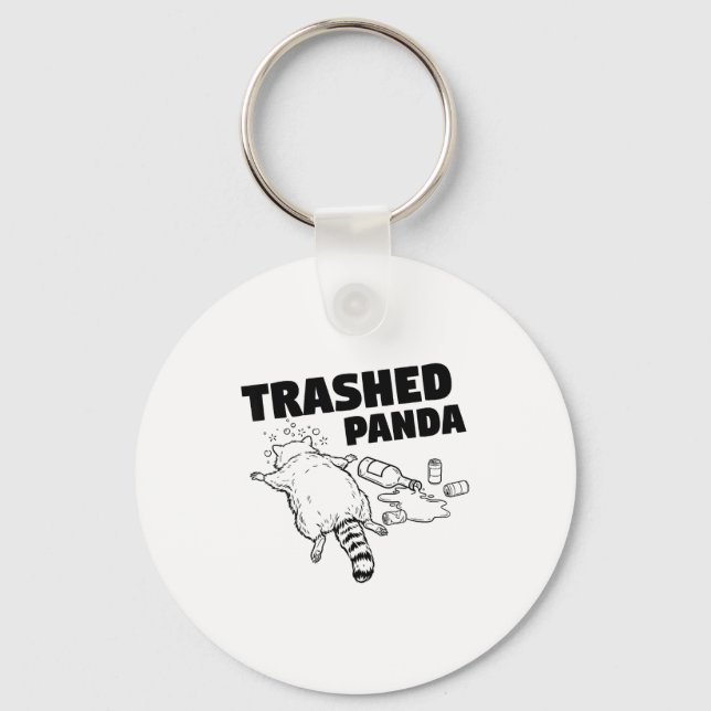 Trashed Panda Funny Drunk Racoon  Nyckelring (Framsida)