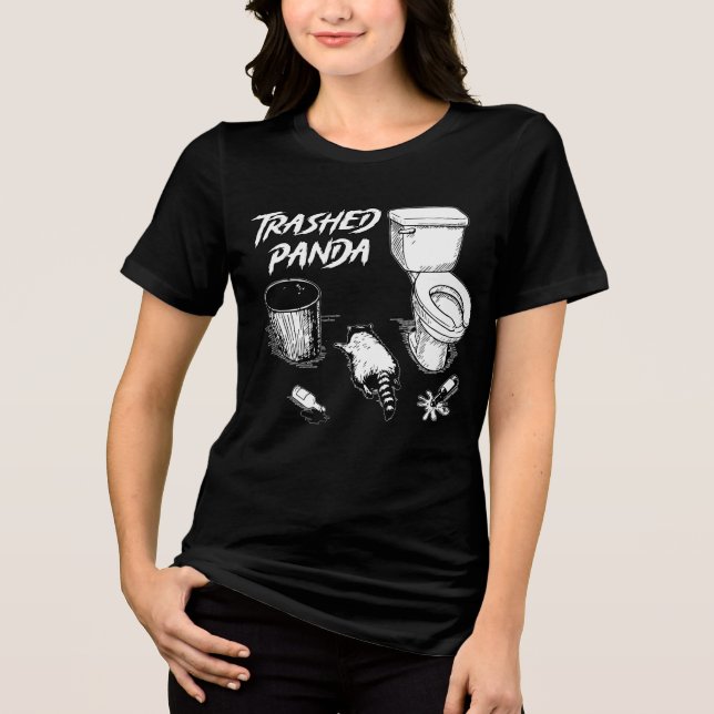 Trashed Panda Funny Drunk Racoon T Shirt (Framsida)
