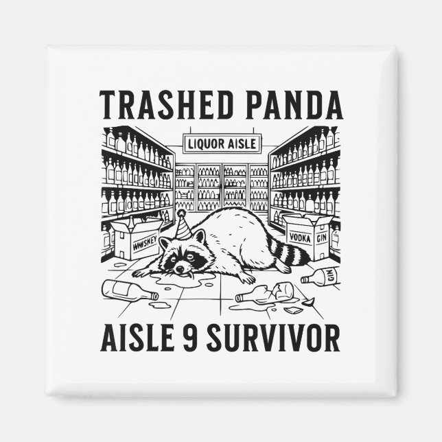 Trashed Panda Liquore Funny Hangover Crazy Drunk R Magnet (Framsidan)