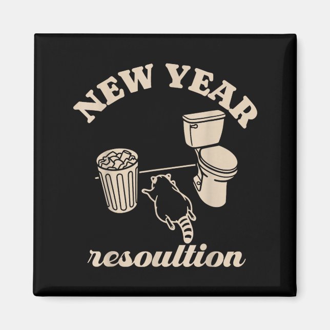 Trashed Panda New Year Resolution Funny Drunk Racc Magnet (Framsidan)