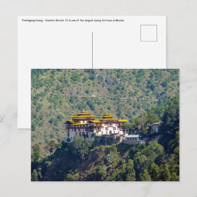 Trashigang Dzong - Östra Bhutan Vykort (Fram/baksida)