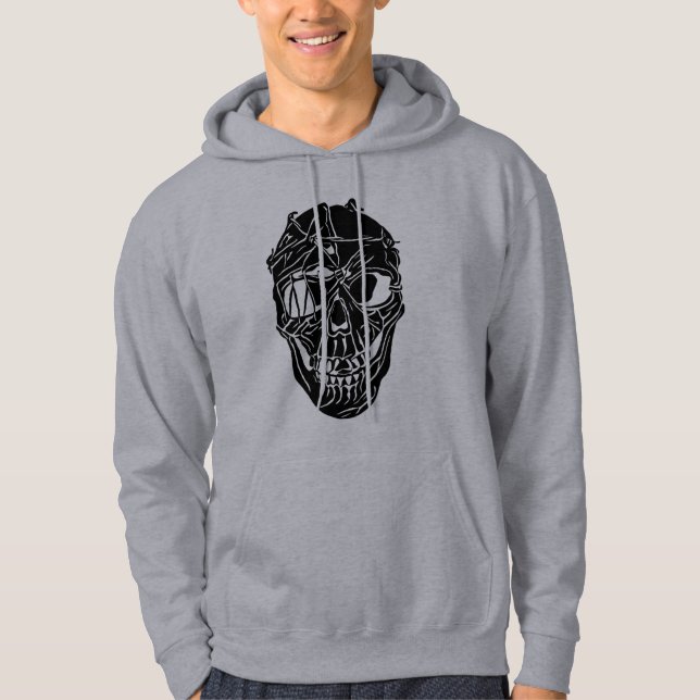 Trasig Dödskalle Herrar Hoodie  (Framsida)