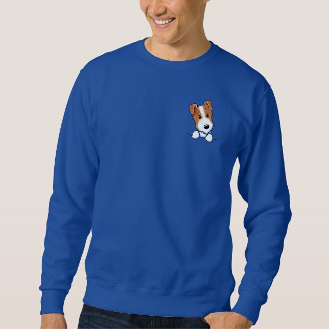 Trasig ficka Jack Russell Terrier-kappa Lång Ärmad Tröja (Framsida)