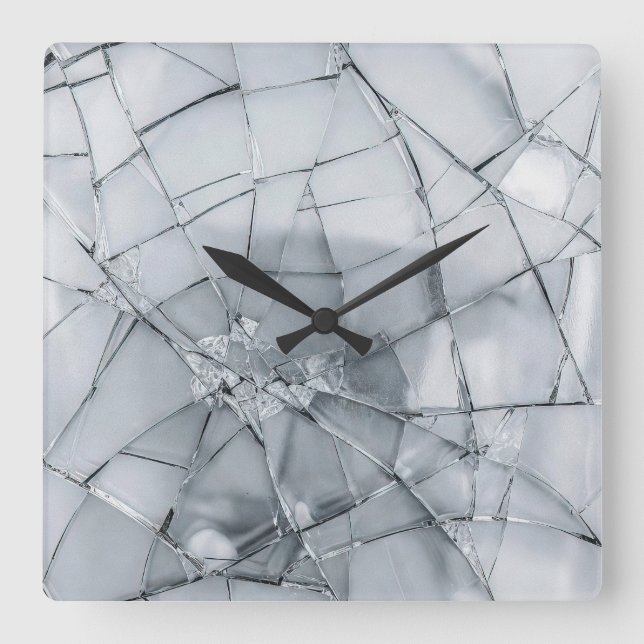 Trasig Glas Yta (stil 3) Oljemålning Fyrkantig Klocka (Framsida)