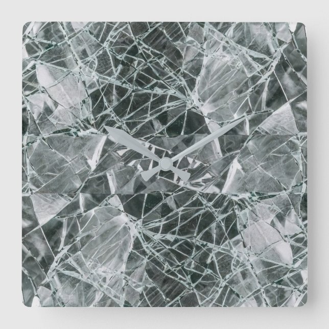 Trasig Glas Yta (stil 5) Oljemålning Fyrkantig Klocka (Framsida)