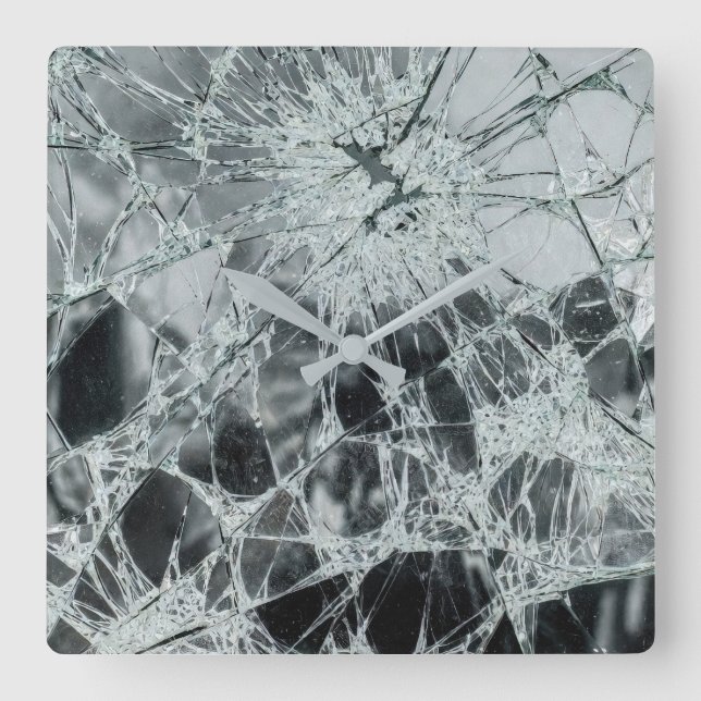 Trasig Glas Yta (stil 6) Oljemålning Fyrkantig Klocka (Framsida)