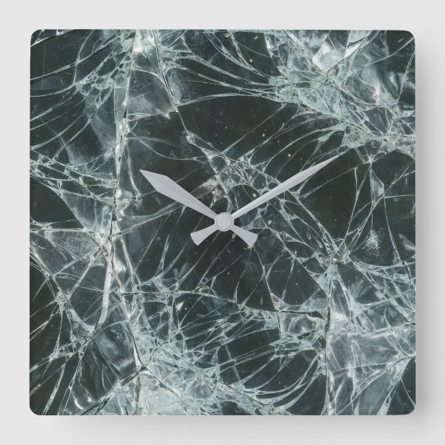 Trasig Glas Yta (stil 7) Oljemålning Fyrkantig Klocka (Framsida)