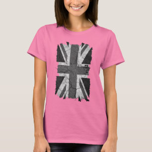 Trasig Grungy monokromUK-flagga (den fackliga T-shirt
