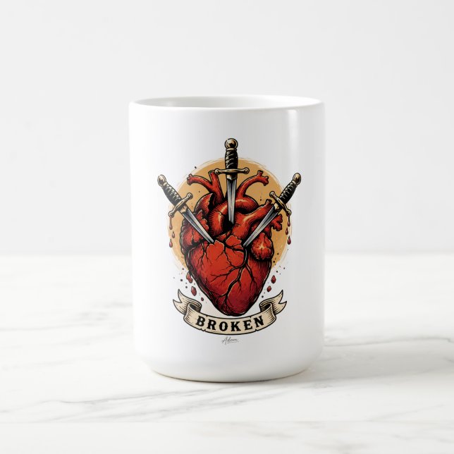 Trasiga hjärtknivar T-shirt Kaffemugg (Center)