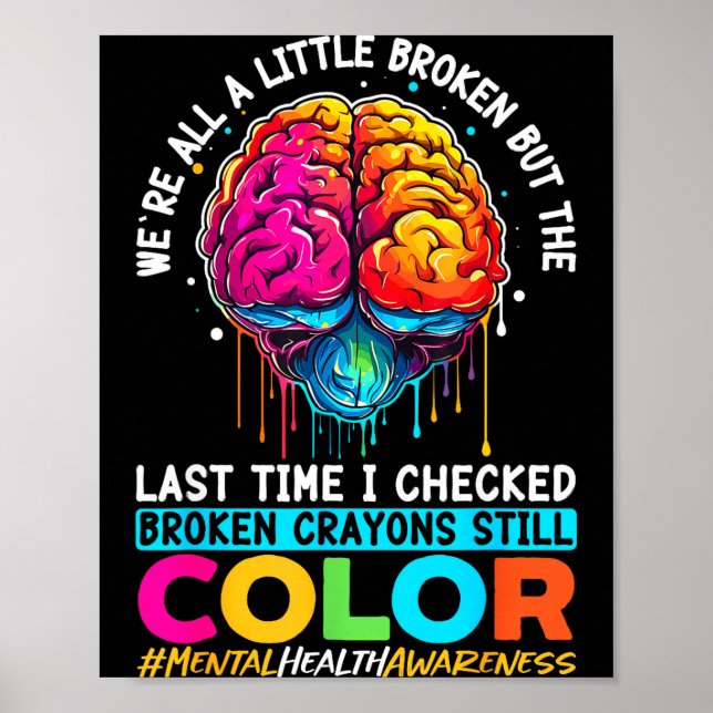 Trasiga kritor färgar mental hälsoupplysning poster (Framsidan)
