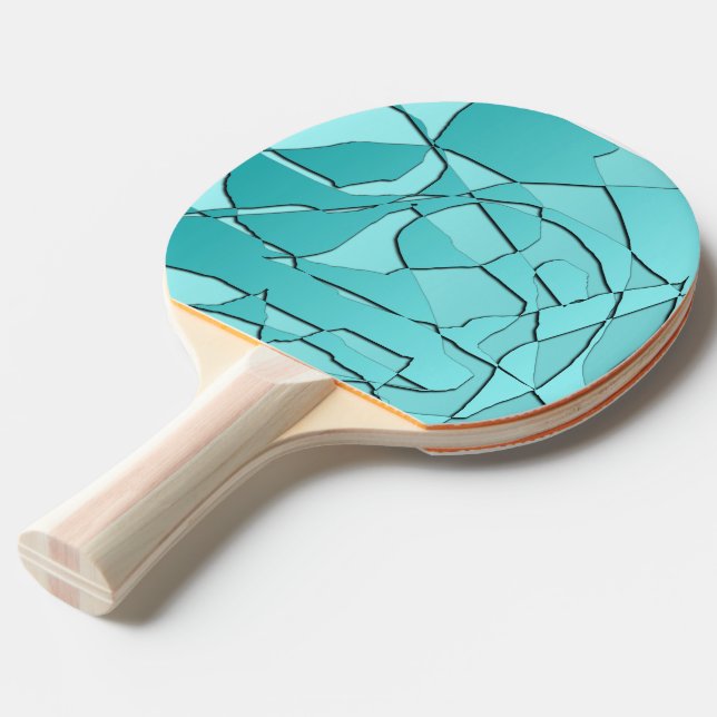 Trasigt tealglas pingisracket (Ryggvinkel)