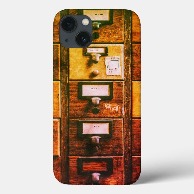 Träskåp för vintage bibliotek-kort (Baksida)