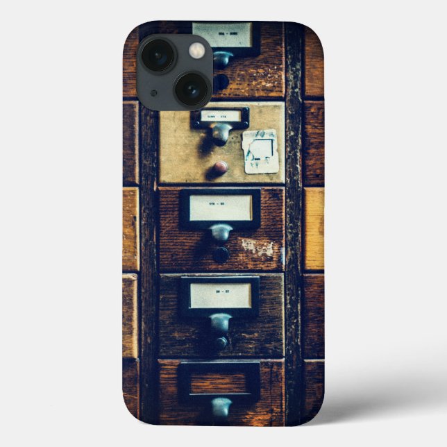 Träskåp för vintage bibliotek-kort (Baksida)