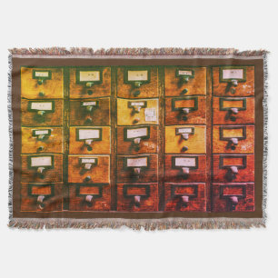 Träskåp för vintage bibliotek-kort filt