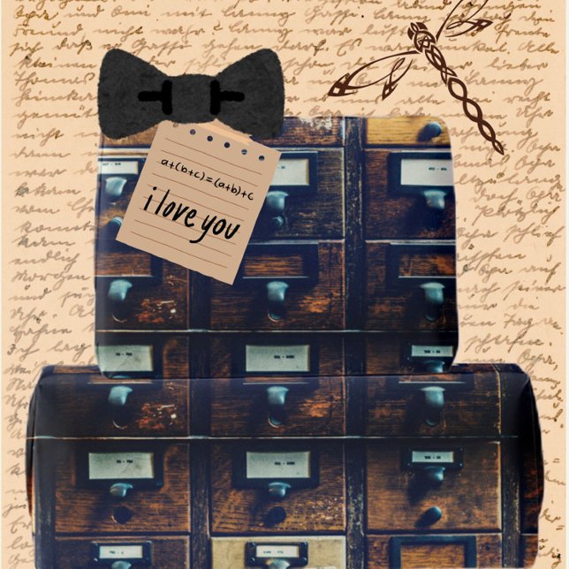 Träskåp för vintage bibliotek-kort presentpapper (Skapare uppladdad)