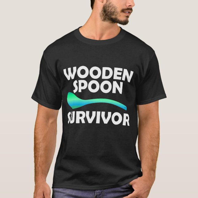 Träsked Överlevare Färgglad Sarksatisk humor T Shirt (Framsida)