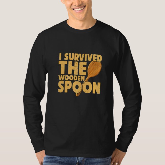 Träsked Överlevare Uppfostran  4 T Shirt (Framsida)