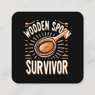 Träsked Survivor Fyrkantigt Visitkort