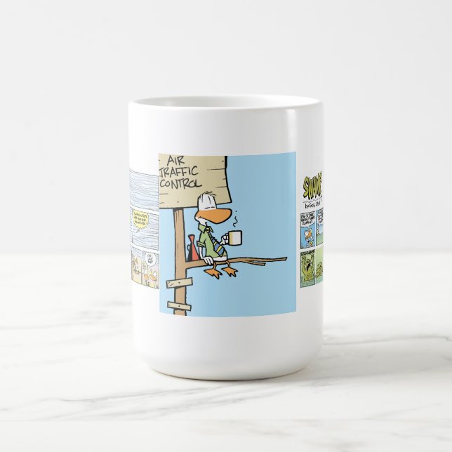 Träskflygtrafik kontrollerar kaffe kaffemugg (Center)