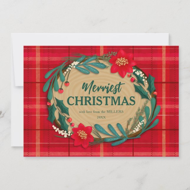 Träskiva önskningar julkort (Framsida)