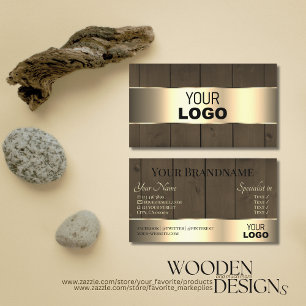 Träskivor Brown Woin Grain Logotyp Guld Gräns Visitkort