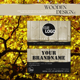 Träskivor Light Brown Wood Grain look and Logotyp Visitkort