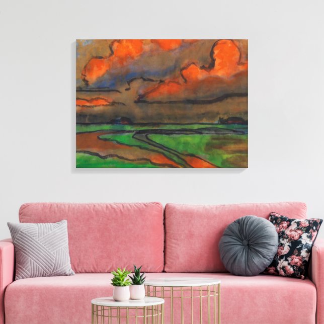 Trasklandskap under röda moln | Emil Nolde | Canvastryck (Insitu (Vardagsrum))