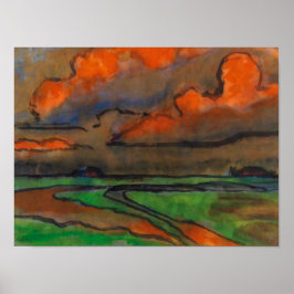 Trasklandskap under röda moln | Emil Nolde | Poster