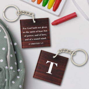 Träskript 2Timothy 1:7 Anpassade Monogram