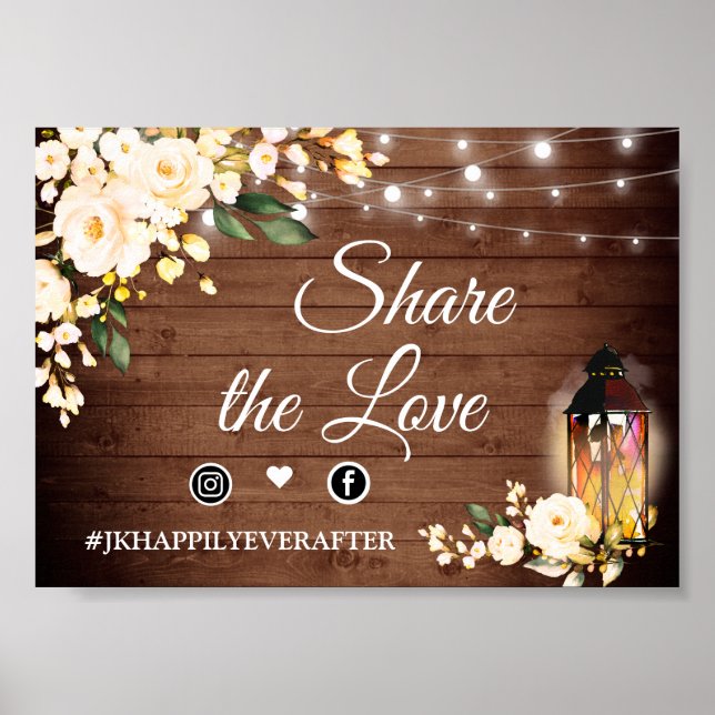 Träskylt för  Ro Rustic Bröllop Hashtag Poster (Framsidan)