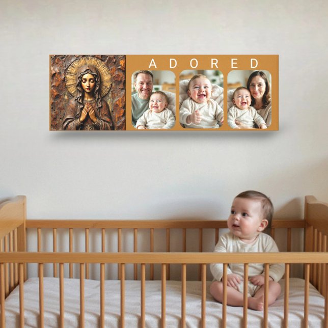 Träsnidad Maria med innerlig hängivenhet - Älskad  Canvastryck (Skapare uppladdad)