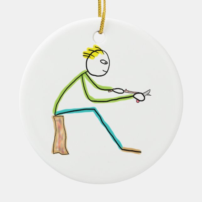 Träsniddergubbe Julgransprydnad Keramik (Framsidan)