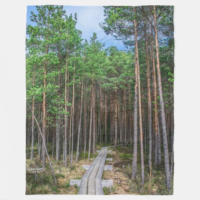 Träspår i gräs fleecefilt (Framsidan)