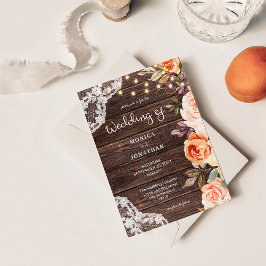 Träspets rosafärgad & persikofärgad blommig inbjud inbjudningar